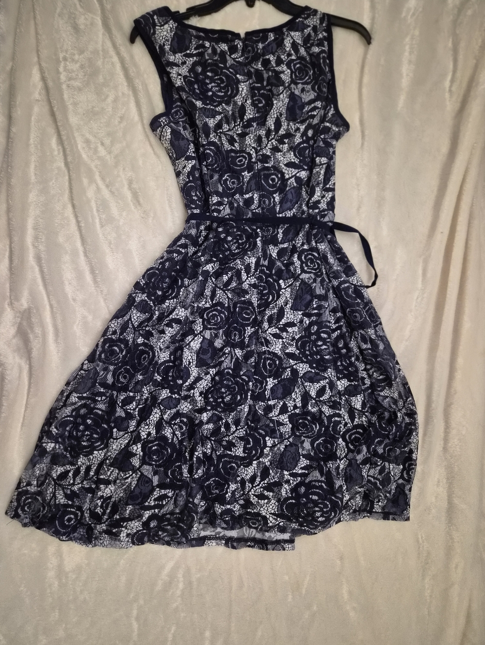 CB Established 1962 Navy White Lace Fit & Flare Dress Size 12 Wedding Guest - Picture 8 of 13